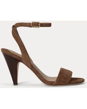 Ralph Lauren Gracy Sheep-Suede Sandal - Brown