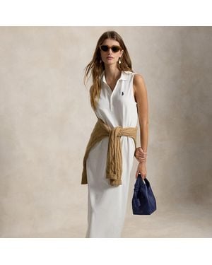 Polo Ralph Lauren Stretch-Cotton Sleeveless Polo Dress - Natural