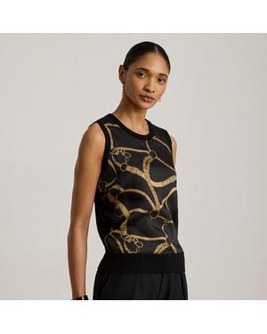 Ralph Lauren Belting-Print Sleeveless Jumper - Black