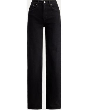 Ralph Lauren Jeans De Pernera Ancha Y Tiro Alto - Negro