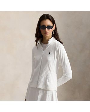 Ralph Lauren Cable Stretch-Jacquard Zip Jacket - White
