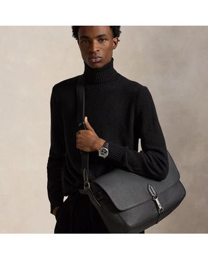 Polo Ralph Lauren Polo Id Pebbled Leather Messenger Bag - Black
