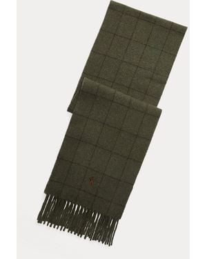 Polo Ralph Lauren Windowpane Plaid Wool-Blend Scarf - Green