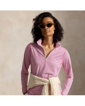 Ralph Lauren Striped Performance Quarter-Zip - Pink