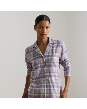 Ralph Lauren Plaid Cotton-Blend Twill Sleep Set - Purple