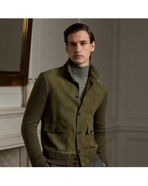Ralph Lauren Kaschmirstrickjacke Mit Wildleder - Grün