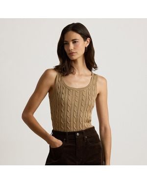 Ralph Lauren Pull Torsadé Sans Manches Coton Mélangé - Vert