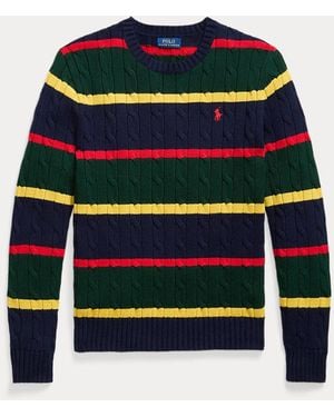 Polo Ralph Lauren Striped Cable-Knit Cotton Jumper - Blue