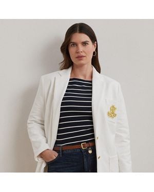 Lauren Curve Taglie Plus - Blazer in jacquard con ricamo - Bianco