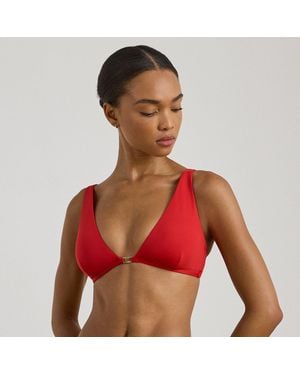 Ralph Lauren Logo-Trim Triangle Bikini Top - Red