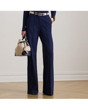 Ralph Lauren Button-Trim Ponte Wide-Leg Pant - Blue