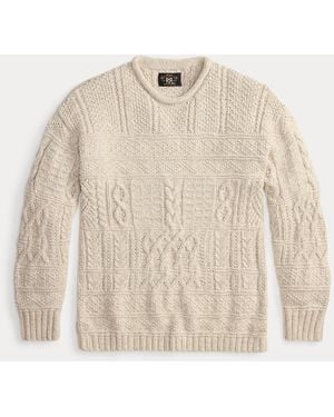 RRL Cable-Knit Roll Neck Jumper - Natural