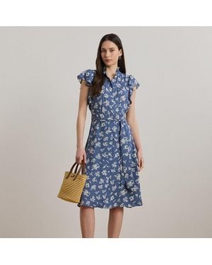 Ralph Lauren Ralph Lauren Floral Belted Georgette Shirtdress - Blue