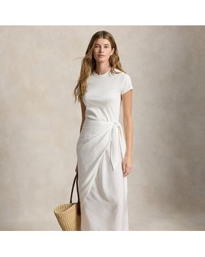 Ralph Lauren Faux-Wrap Tee Dress - White