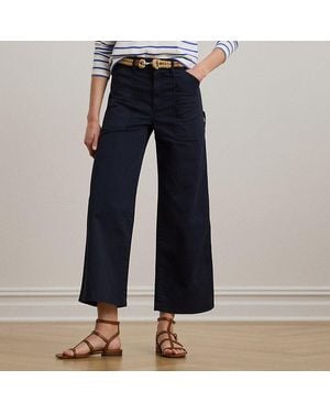 Ralph Lauren Stretch Chino Wide-Leg Cropped Trouser - Blue