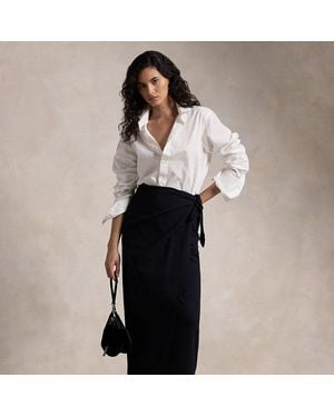 Ralph Lauren Wool Crepe Wrap Skirt - Black