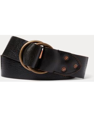 RRL Leather Double-o-ring Belt - Black