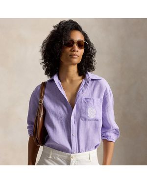Polo Ralph Lauren Wimbledon Oversize Fit Linen Shirt - Purple