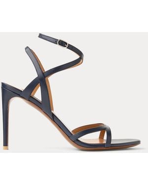 Ralph Lauren Clarke 95 Mm Calfskin Sandal - Metallic