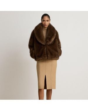 Ralph Lauren Dubbelzijdige Kokerrok Van Wolmix - Bruin