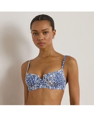 Ralph Lauren Geo-Print Cutout Balconette Bikini Top - Blue