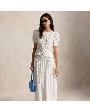 Ralph Lauren Cotton Eyelet Maxiskirt - White