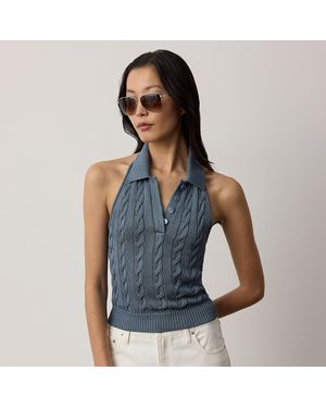 Ralph Lauren Cable-Knit Halter Polo Jumper - Blue