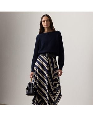 Ralph Lauren Tilda Striped Crepe De Chine Skirt - Blue