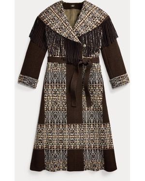 RRL Fringe-Trim Jacquard Wrap Coat - Brown