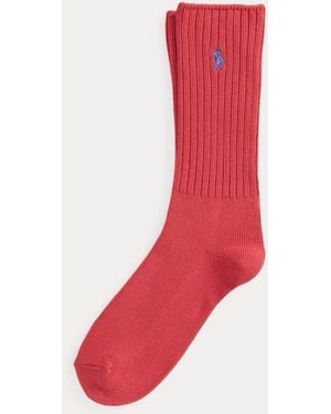 Ralph Lauren Cotton-Blend Crew Socks - Red