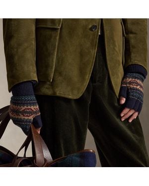 Ralph Lauren Fair Isle Wool-Blend Fingerless Gloves - Green