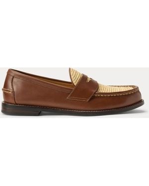 Polo Ralph Lauren Penny loafer Alston in pelle e rafia - Marrone