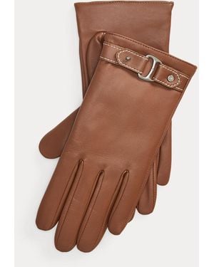 Ralph Lauren Equestrian D-Ring Sheepskin Gloves - Brown