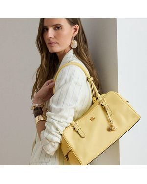 Ralph Lauren Leather Large Marcy Zip Satchel - Yellow
