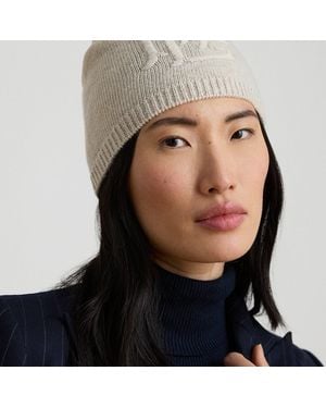 Ralph Lauren Berretto a maglia con logo ricamato - Neutro