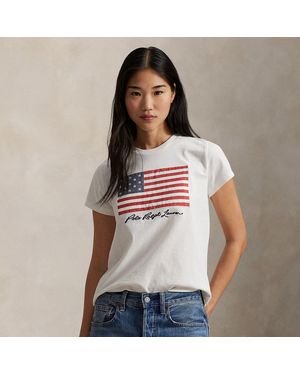 Polo Ralph Lauren Logo Flag Cotton Jersey Tee - White
