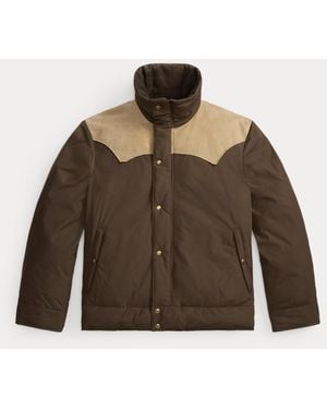 RRL Ralph Lauren Leather-Yoke Western Jacket - Green