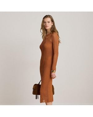 Ralph Lauren Pointelle-Knit Sheath Dress - Brown