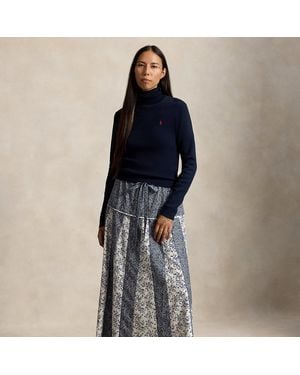 Polo Ralph Lauren Floral Cotton And Silk A-Line Skirt - Blue