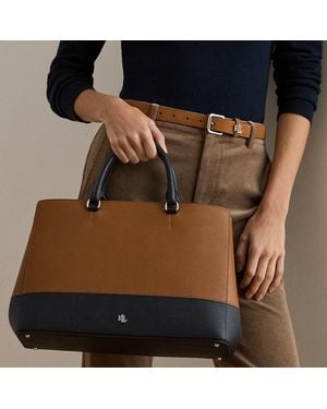 Ralph Lauren Bauletto Hanna grande in pelle a righe - Nero