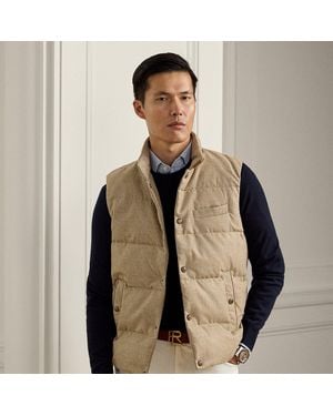 Ralph Lauren Whitwell Plaid Wool Down Gilet - Natural