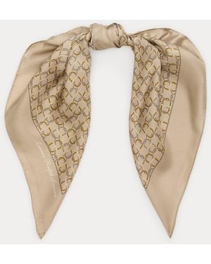 Ralph Lauren Geo-Print Silk Square Scarf - Natural