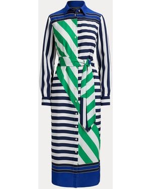 Ralph Lauren Striped Crepe Shirtdress - Blue