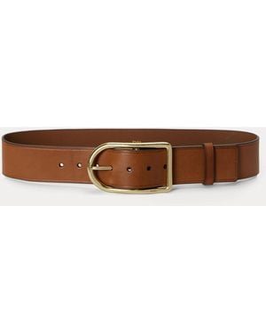 Polo Ralph Lauren Curved-Buckle Leather Belt - Brown