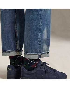 Polo Ralph Lauren Heritage Court Ii Logo-debossed Suede Trainers - Blue