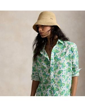 Polo Ralph Lauren Oversize Fit Printed Cotton-Linen Shirt - Green