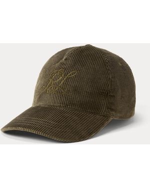 Ralph Lauren Monogram Corduroy Ball Cap - Green