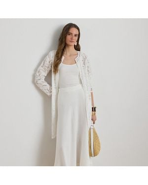 Ralph Lauren Linen A-Line Midi Skirt - White