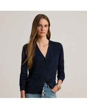 Ralph Lauren Belting-Motif V-Neck Cardigan - Blue