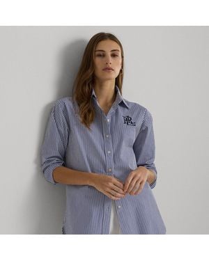 Ralph Lauren Relaxed Fit Gestreept Katoenen Overhemd - Blauw